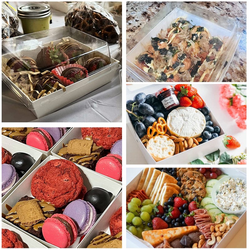 BUIYLV 50 Pack Charcuterie Boxes with Clear Lids, 4 Inches White Dessert Boxes To Go Disposable Mini Charcuterie Boxes for Cookie, Sandwich, Strawberry, Cupcake, Macaron, Cake Slice - Image 5